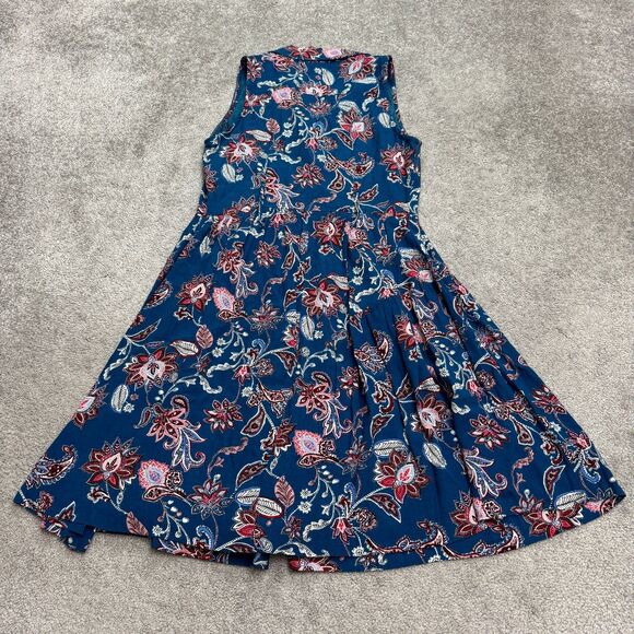 Neiman Marcus Paisley Floral A-Line Midi Dress Women Medium Button Down Collared - Picture 2 of 15